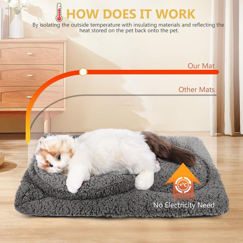 TailTastic Self Warming Cat Bed Mat with U-Shaped Pillow -24"x18" Soft Thickened Thermal Cat Bed, Machine Washable Heat Retention Pad for Indoor Cats - Image 2